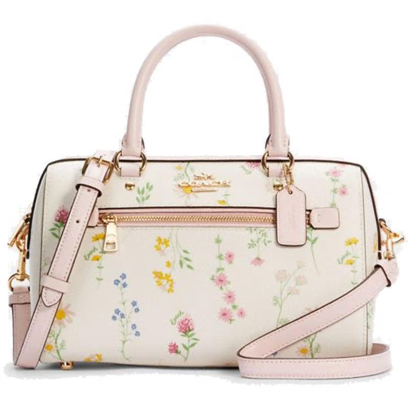 [Instant/Same Day]3100 coach Rowan Satchel Floral Print Women Handbag Crossbody Sling Pillow Boston Bennett Bag  ztb