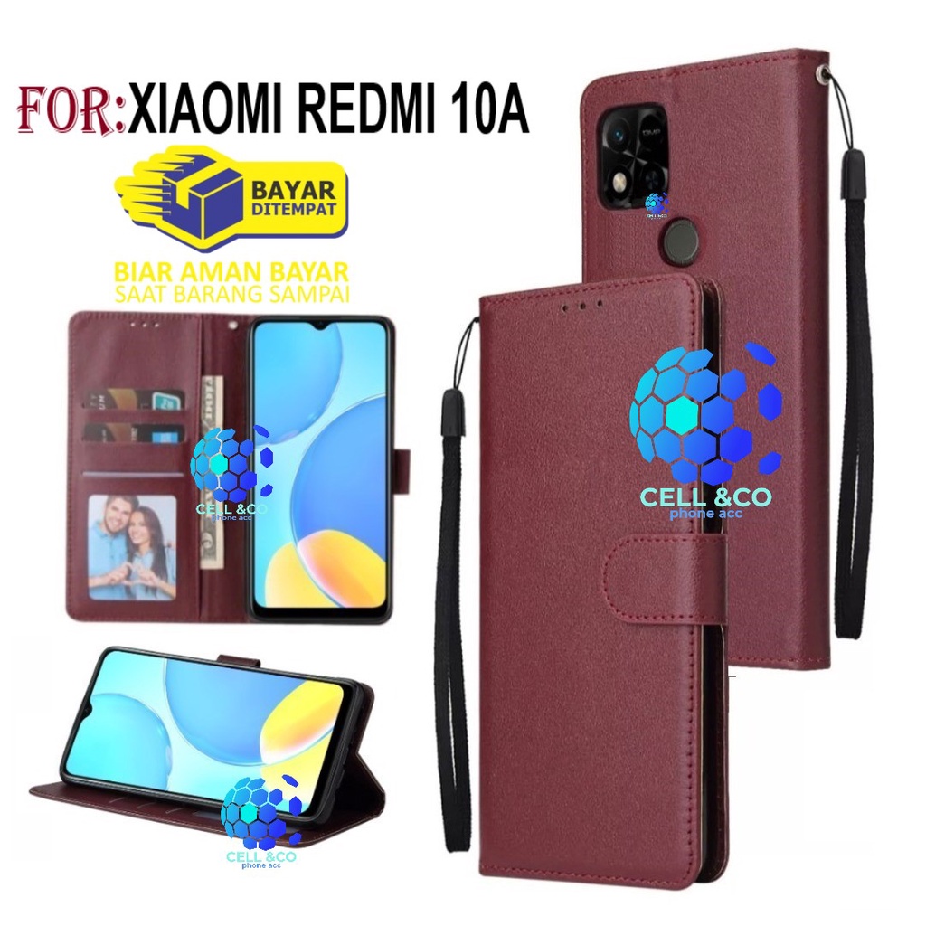 NEW XIAOMI REDMI 10A CASE FLIP LEATHER WALLET PREMIUM FLIP CASE BUKA TUTUP KESING HP CASING FLIP CASE WALLET XIAOMI REDMI 10A TERBARU