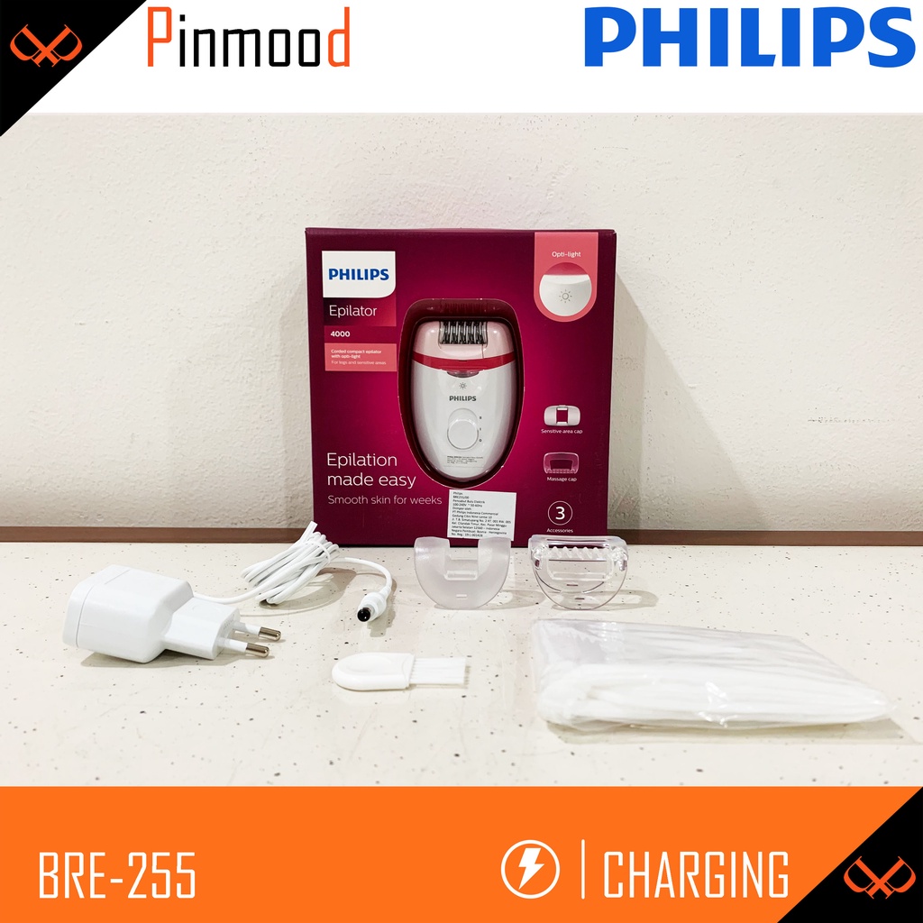 PHILIPS SATINELLE ESSENTIAL EPILATOR BRE-255 SHAVER PENCUKUR BULU WANITA SMOOTH SKIN WASHABLE CHARGE