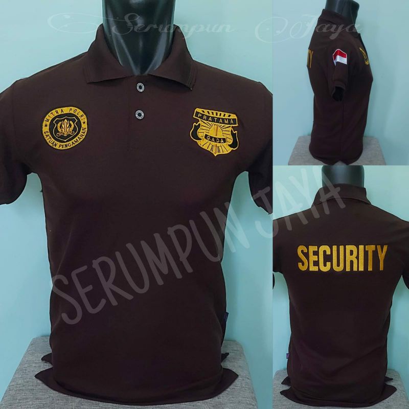 KAOS GADA PRATAMA MITRA POLRI COKLAT - KAOS KERAH GADA PRATAMA MITRA POLRI COKLAT FULL BORDIR