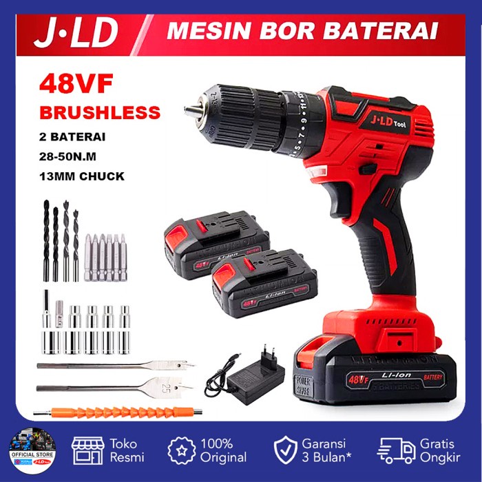 Mesin Bor Baterai Cordless Impact Drill 45V Uchiha Japan Technology