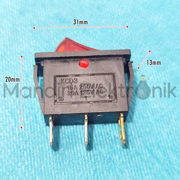 Saklar Switch Tipis 3 Pin Lampu - Saklar Rocker Switch Tanggung Lampu Tipis 3 Kaki