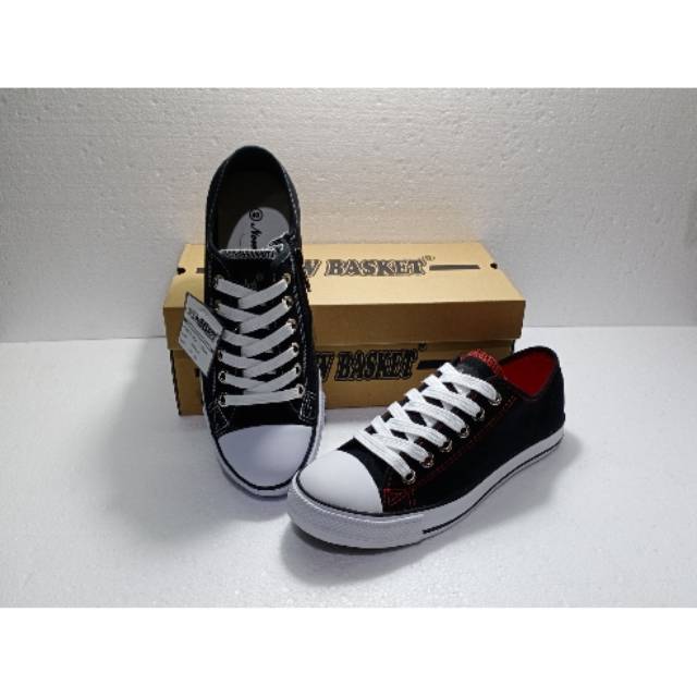 Sepatu new basket LC hitam putih, hitam merah