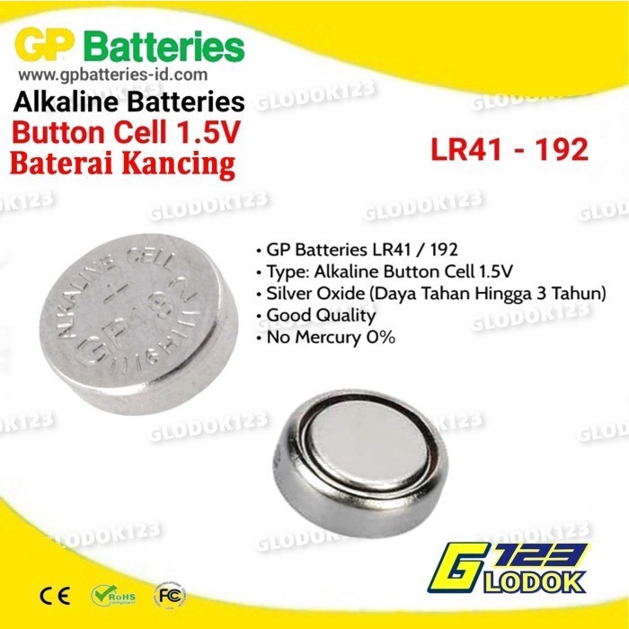 Baterai Kancing Alkaline 192/LR41/V3GA Original GP Batteries