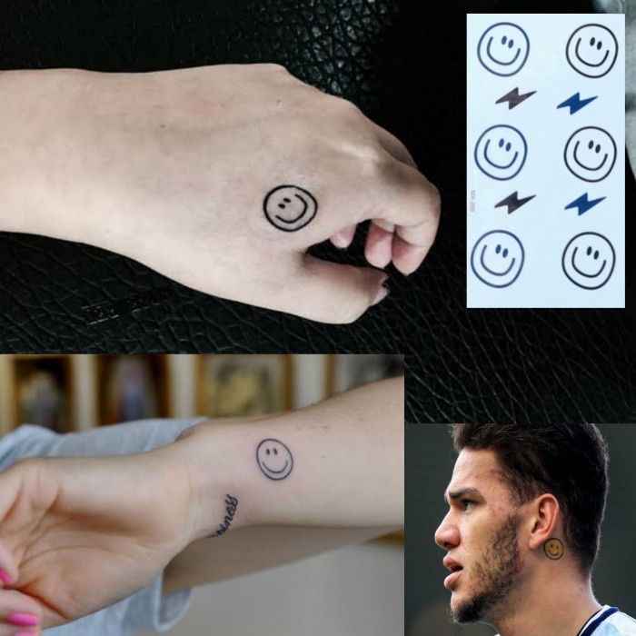 TATO TEMPORER SMILE PRIA TATO TEMPEL Temporary Tatoo palsu sticker model SMILE EMOJI