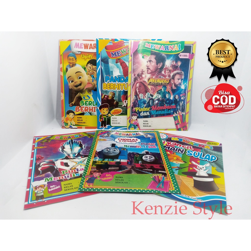 

Paket 3 pcs buku mewarnai karakter cowok / buku gambar anak /buku edukasi belajar mewarnai anak