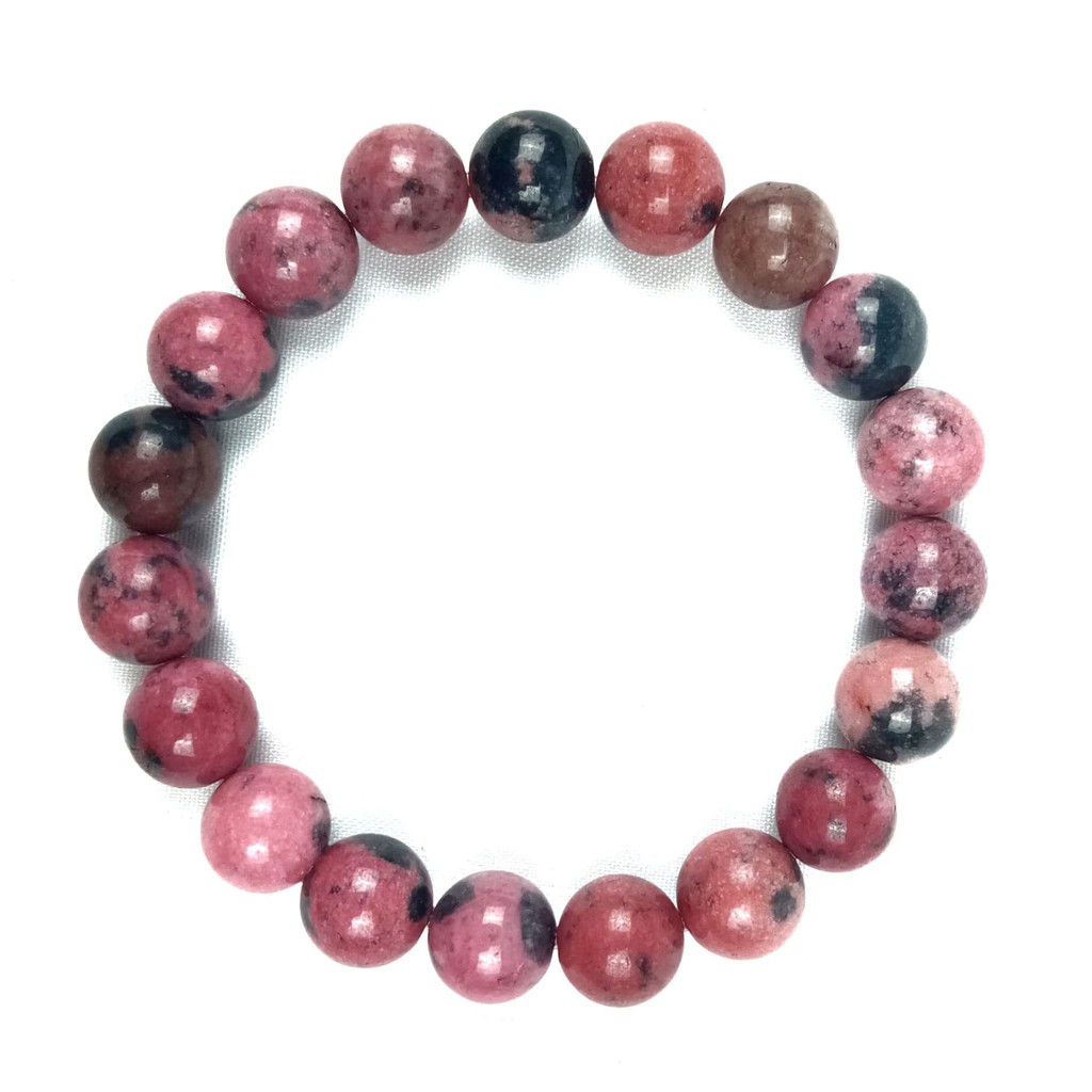 GELANG BATU GIOK PINK RUBI TANZANIA 10MM ELASTIS