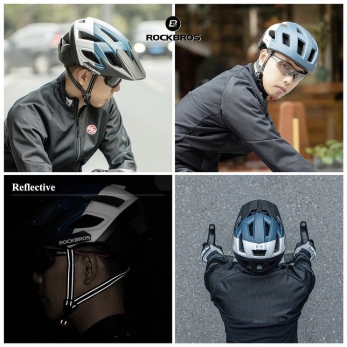 Helm sepeda Rockbros TS39 bicycle helmet 3 warna biru putih hitam