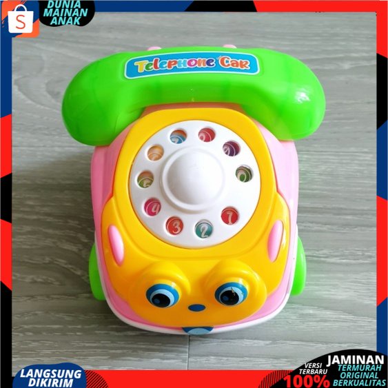 Mainan Mobil Tarik Telephone Berjalan Dan Berbunyi Kring Mainan Teether Rattle Telephone Kerincingan LT119 SNI NEW