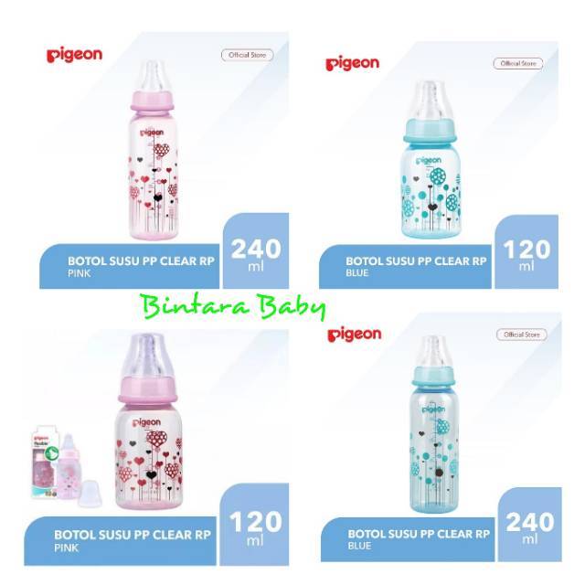 PIGEON Botol Susu PP RP Clear Motif 120ml 240ml Newborn baby bottel Pigeon Peristaltic Nipple