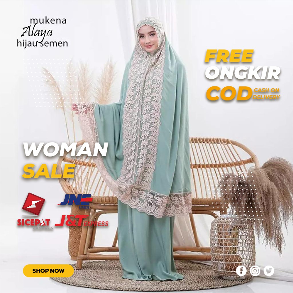 MUKENA DEWASA WANITA WARNA GREEN FASHION MUSLIM BAHAN RAYON RENDA MEWAH ORIGINAL BAGUS IMPORT MURAH