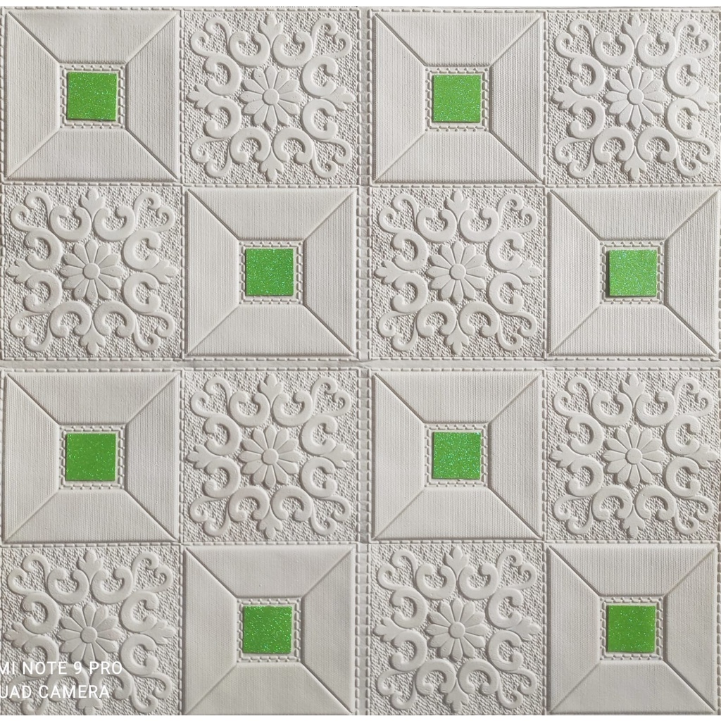 WALLPAPER DINDING 3D wallpaper dinding foam wallfoam high quality Motif Batik 003-Hijau Muda