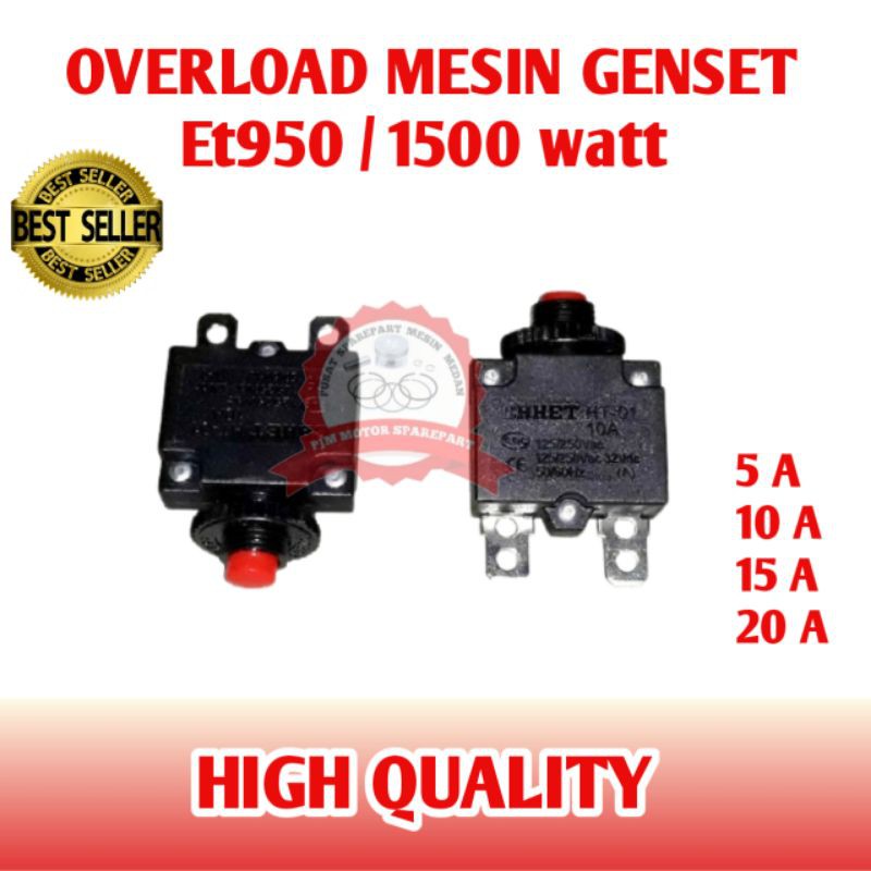 Overload Protector Circuit Breaker Mesin Genset Et950 1500watt