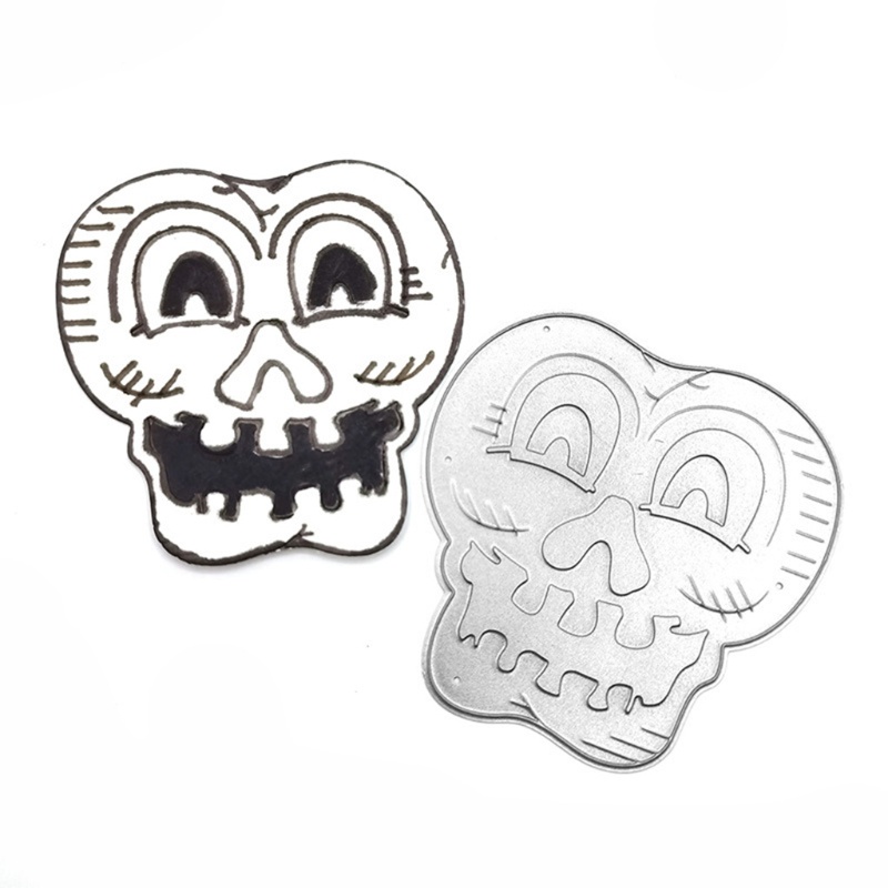 Cetakan Stensil Cutting Dies Motif Hantu Tengkorak Halloween Bahan Metal Untuk Scrapbook / Craft DIY / Embossing