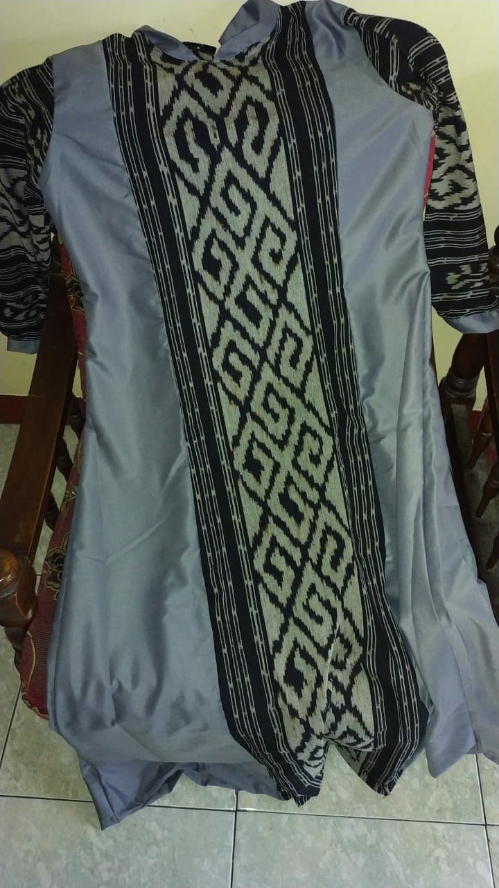 Realpict Gamis Batik Tenun Troso Kombi Polos Abaya