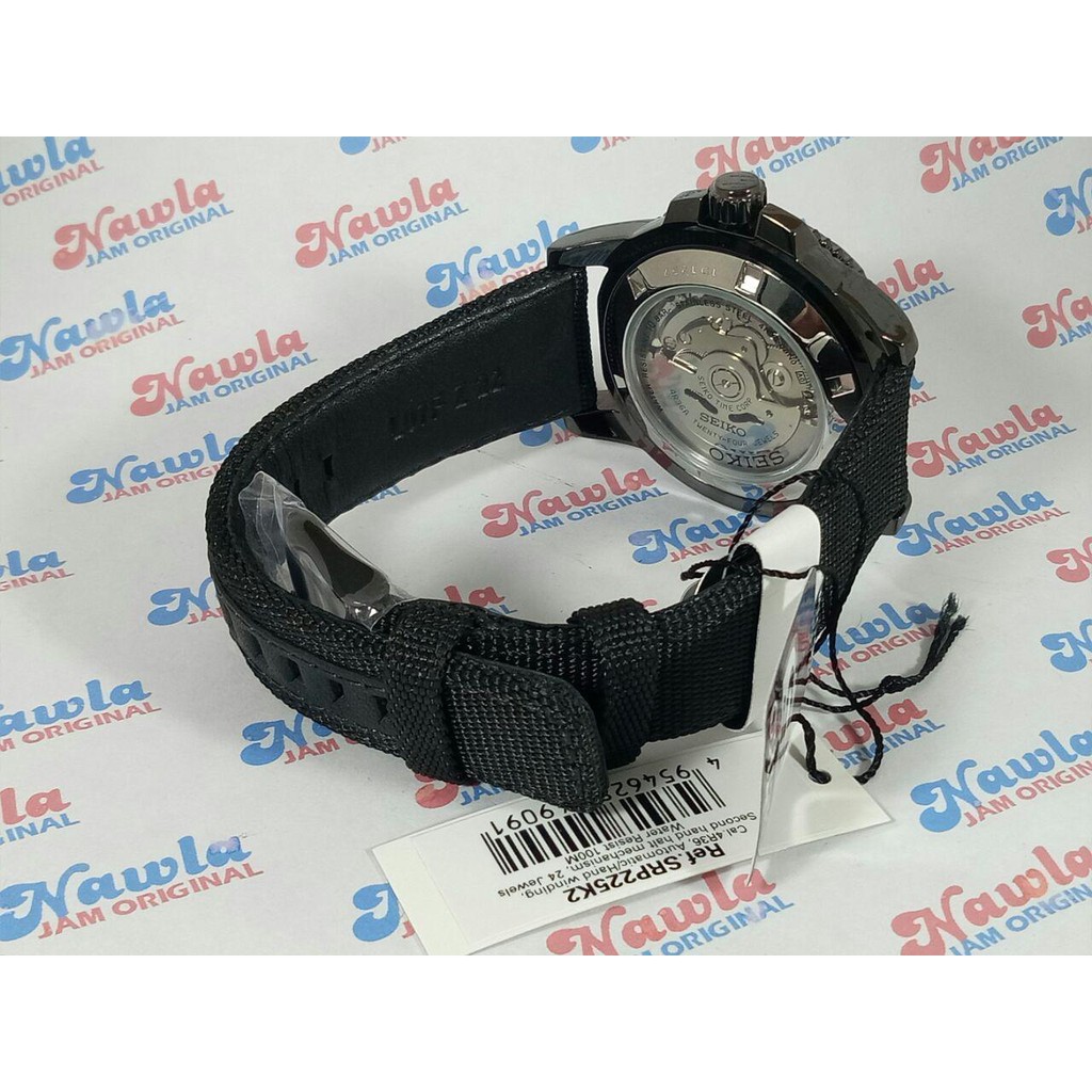 Seiko 5 Sports SRP225K2 Army Black Nylon - Jam Tangan Pria SRP225