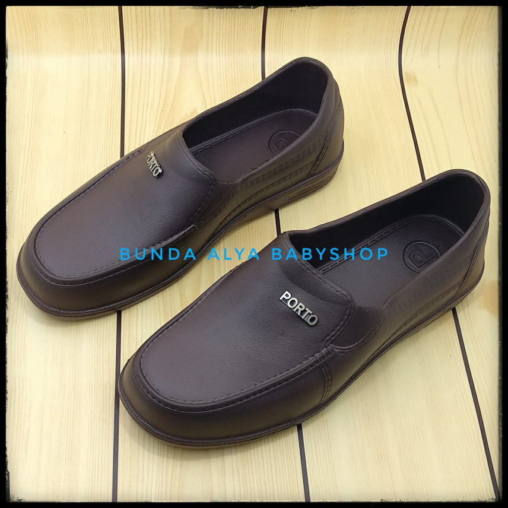 Sepatu Pria Pantofel Size 40 - 42 Karet COKLAT Anti Slip - Sepatu Slip On Loafer Untuk Pria Dewasa