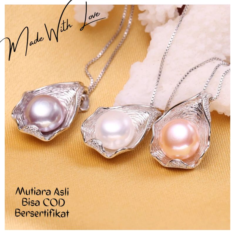 Kalung liontin model kulit kerang mutiara lombok