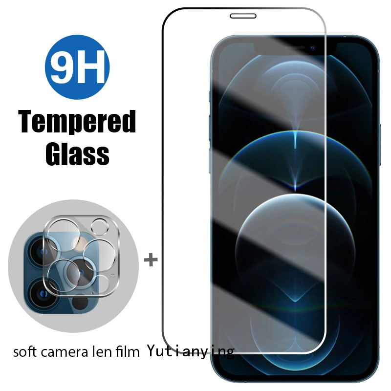 Pelindung Layar Tempered Glass 2 In 1 Untuk Iphone 12 11 7 8 6 6s Plus X Xr Xs Max Se 2020 12 11 Pro Max 12