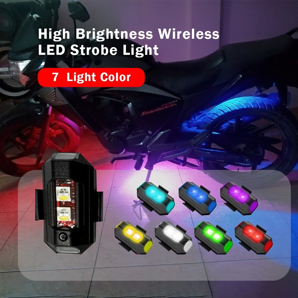 ✅ BISA COD Lampu Strobo LED Sepeda Motor, Lampu LED Strobo Dapat Diisi Ulang Lampu Peringatan Anti-tabrakan Sepeda Motor dengan Indikator Sinyal Belok 7 Warna Pengisian Daya USB Bisa Untuk Sayap Drone Bagian Kabel Pengisian USB