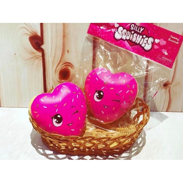 Squishy Love Silly Heart Squishy Silly Donut Hati Strawberry Mesis