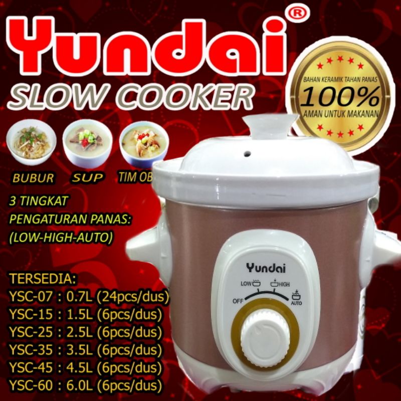 Slow cooker Penanak makanan Kapasitas 1.5L &amp; 0.75L