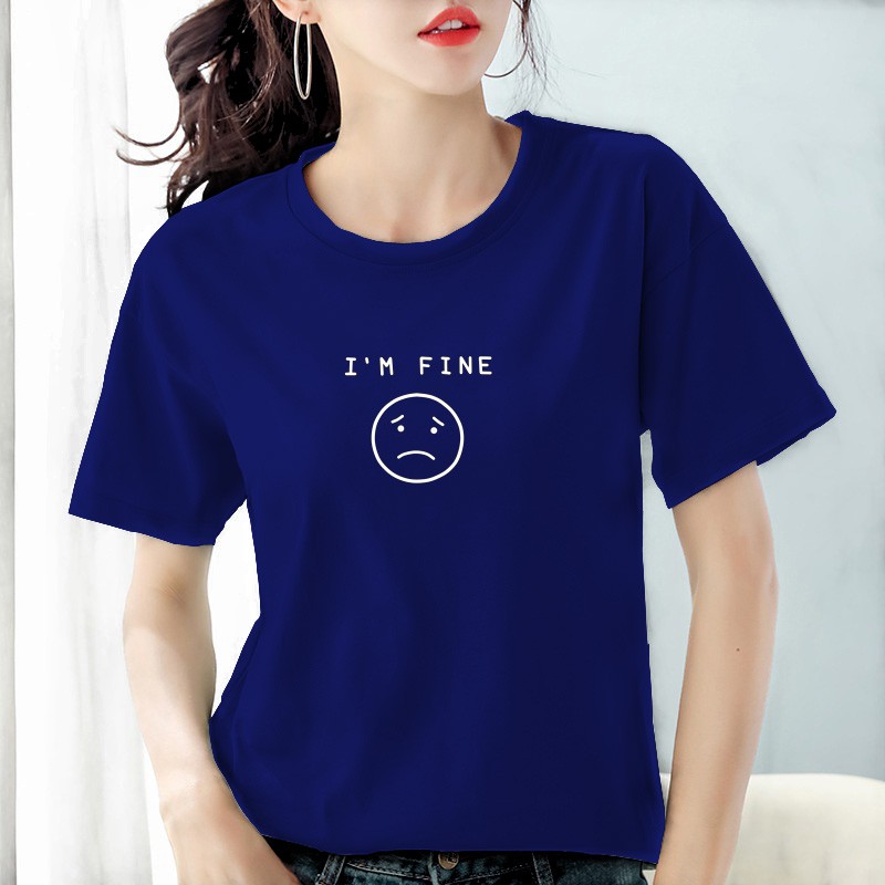 Kaos wanita dewasa i'm fine / baju wanita i'm fine lengan pendek