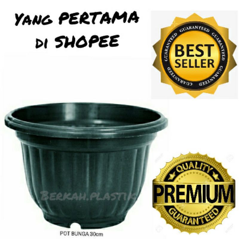 POT BUNGA PLASTIK MODEL BELIMBING  WARNA HITAM  UKURAN 30