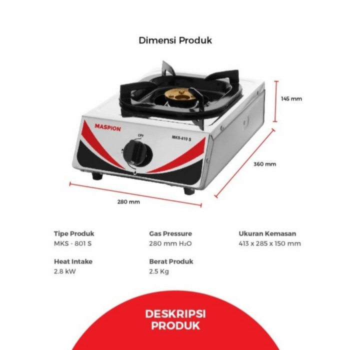 Kompor Gas Maspion MKS 810 Stainless