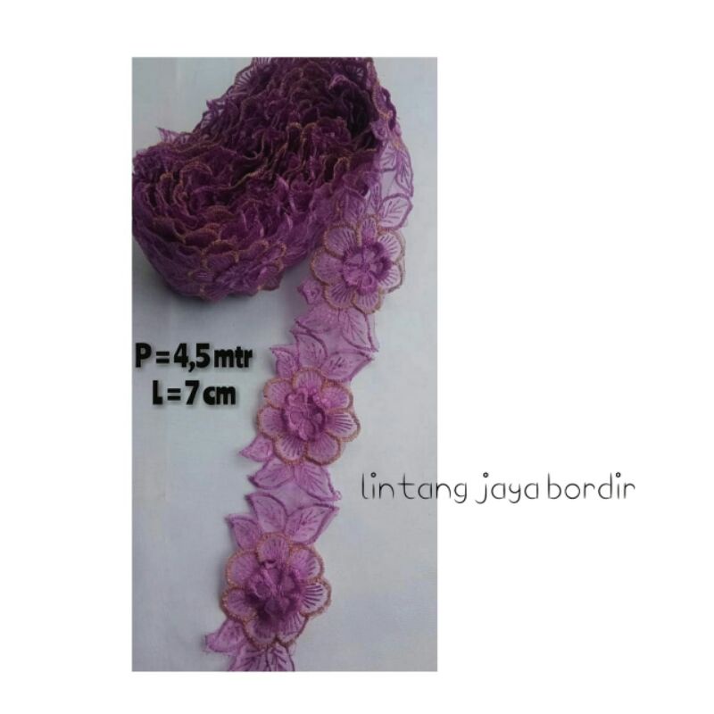 renda bordir roll aplikasi bunga teratai daun