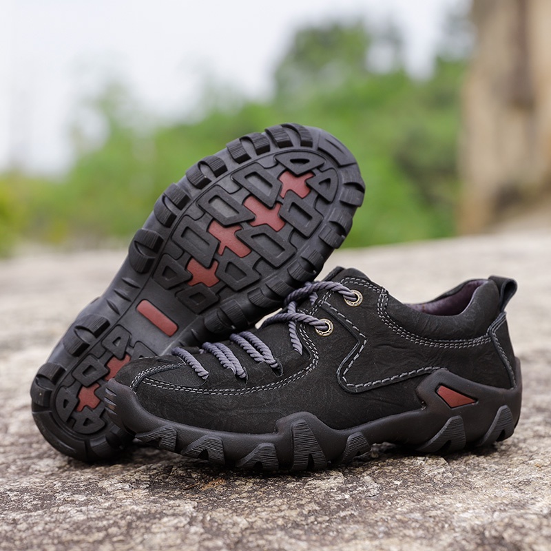 Sepatu Hiking Pria Kulit Sapi Asli Sepatu Gunung Original Mendaki Sports Mewah Trekking Outdoor Anti Slip Touring Shoes 139