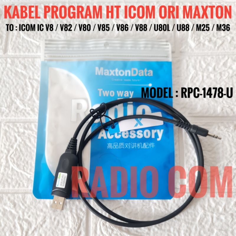 KABEL PROGRAM HT ICOM V80 V85 V8 V88 V86 U88 ORIGINAL MAXTON / KABEL DATA HT ICOM V80 V88 U88 U80L V86 ORI