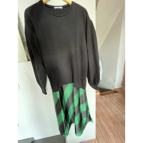 PRELOVED zara dress long tunik sweatshirt satin black