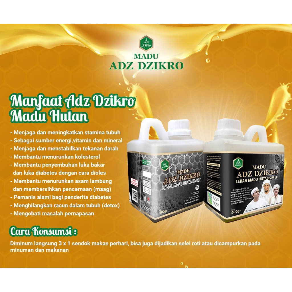 Madu Adz Dzikro Hutan Herbal Super Hitam Pahit Asli Original 500 gr