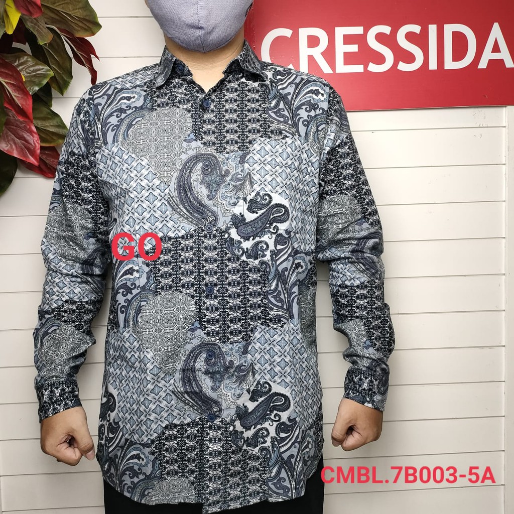 gof CRESSIDA KEMEJA BATIK Pakaian Pria Atasan Kemeja Cowok Laki-Laki Hem Lengan Panjang Original