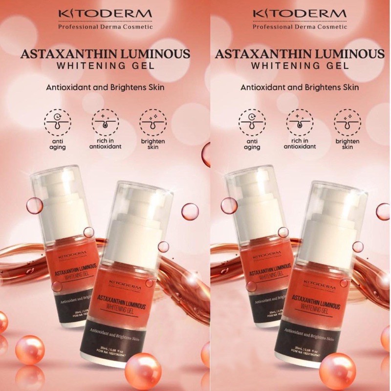 Kitoderm Astaxanthin Luminous Whitening Gel Original / Gel Pencerah BPOM Aman