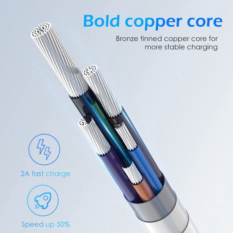 Kabel Data 2A Fast Charger Cable Micro USB Lightning Type C Data Transmission Safe Smart Chip