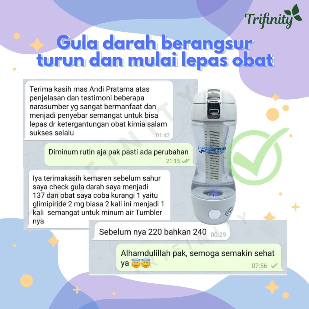 Turun gula darah diabetes kencing manis tanpa obat herbal insulin hanya dengan botol trifinity Gen2 Surabaya