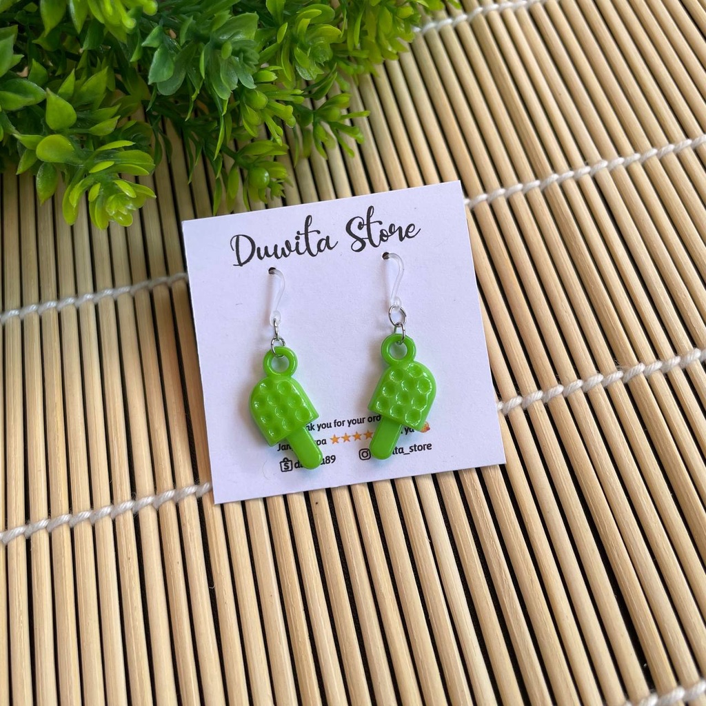 HANDMADE ANTING ANAK/DEWASA KAITAN PLASTIK MOTIF ES KRIM