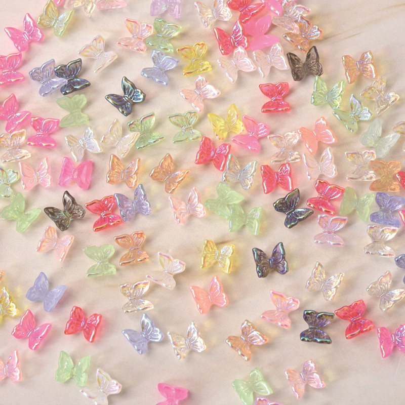 50pcs Butterfly Warna-Warni Ukuran 65mm Untuk Aksesoris Nail Art Diy