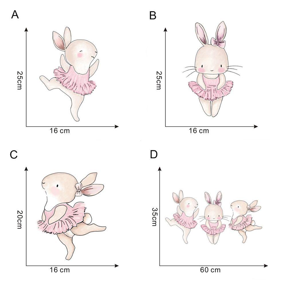 TOP Easter Bunny Stiker Kartun Gadis Removable Kamar Tidur Balet Kelinci Nursery Wall Decals