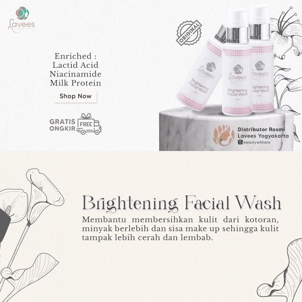LAVEES skincare brightening Facial Wash Glow White foam flek melasma lavees cosmedics flek hitam cos