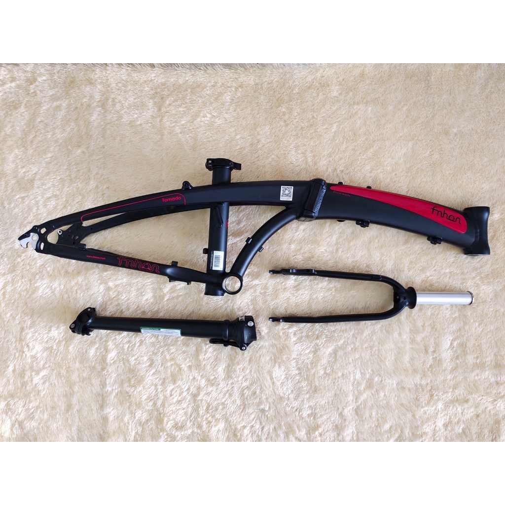 Frameset Sepeda Lipat Fnhon Tornado Hitam Doff Merah 20 22 inch