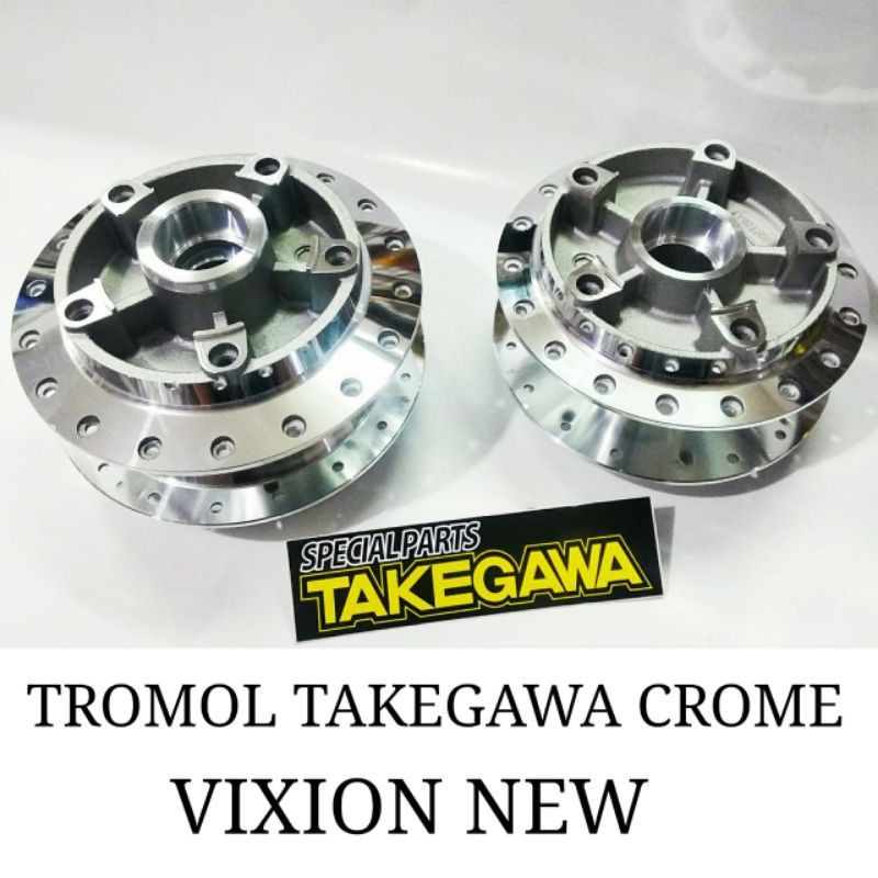 TROMOL SET DEPAN BELAKANG TAKEGAWA MOTOR VIXION NEW MODEL CROOM TROMOL VIXION NEW TAKEGAWA CROOM