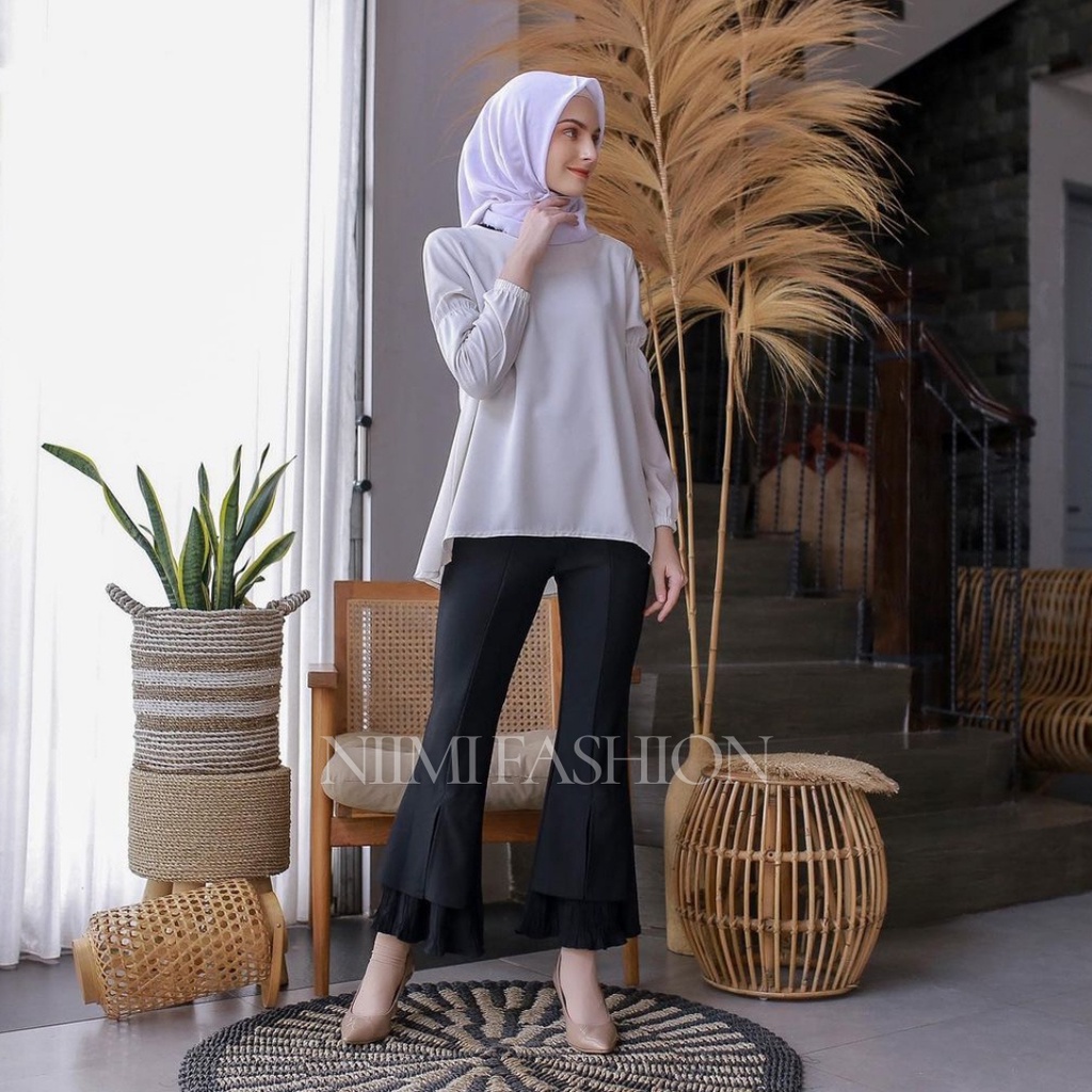 NIMI - Scuba Pants Celana Premium Scuba Import / Celana Cutbray Office Pants Import / Bawahan High Waist Cutbray wanita