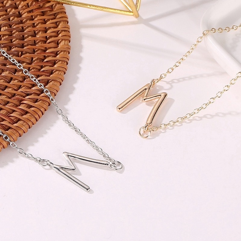 (YUZHU) Bayar di Tempat 26 Surat Bahasa Inggris Rantai Pendant Kalung Rantai Eja Hadiah Kata A-T Rose Gold