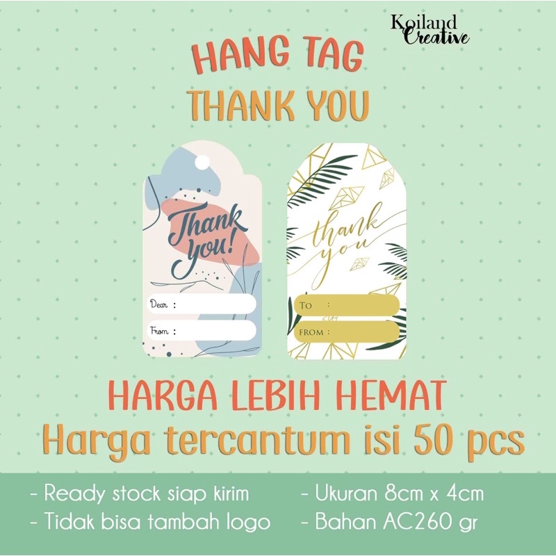 

Hang Tag Thank You Full Colour