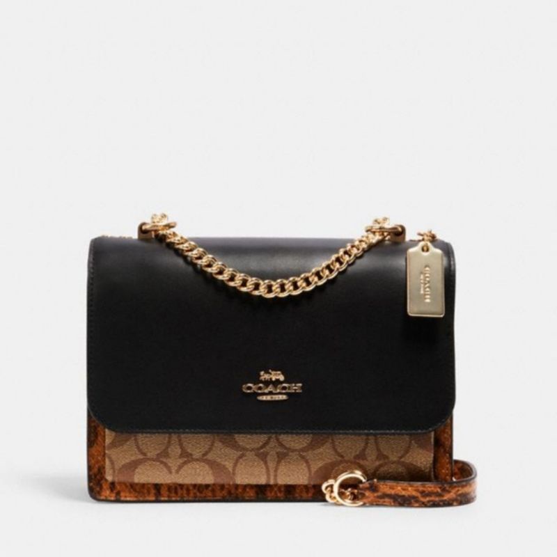 Coach Klare Crossbody In Signature Coated Canvas Black Snake Skin (C1424)