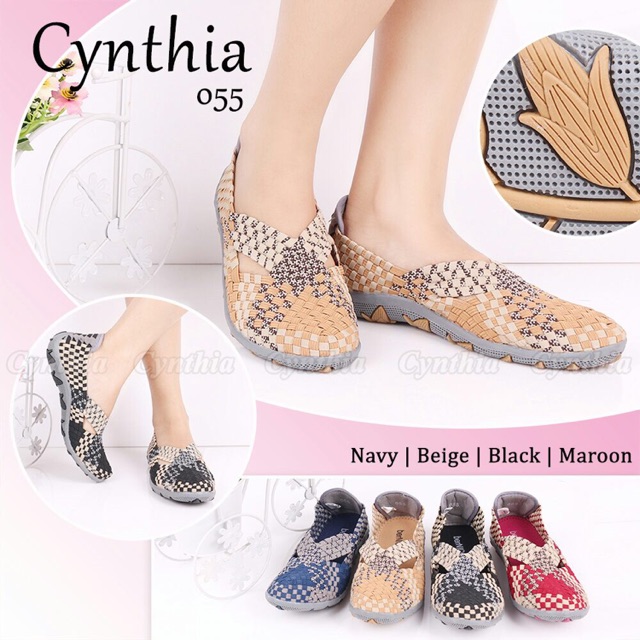cynthia 055 sepatu anyaman rajut wanita ORI