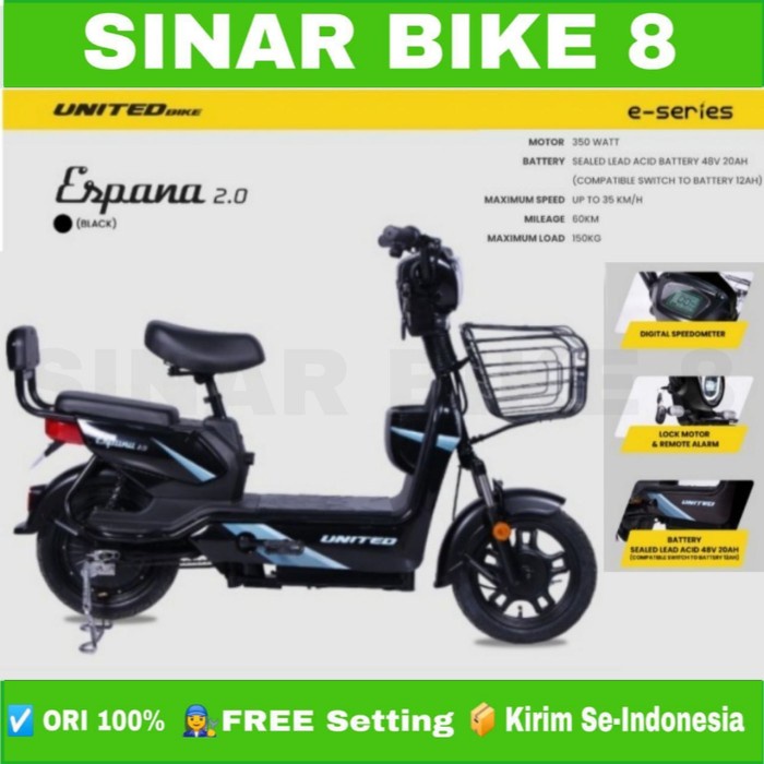 Sepeda Listrik Electric Bike UNITED ESPANA 2.0 Electric E Bike 350 Watt